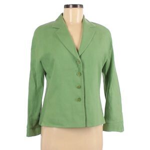 LAFAYETTE 148 New York Green‎ 100% Linen Blazer Suit Jacket Button Front Size 6